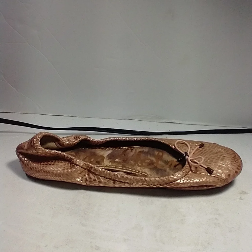 Sam Edelman Felicia Snake Print Rose Gold Ballet Flat Women's sz 6.5M.